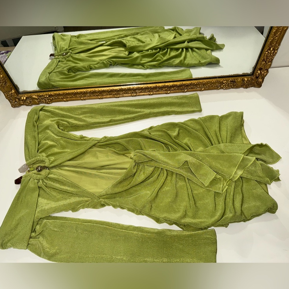 Elegant Green Velvet Dress